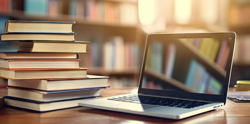 laptop in university library