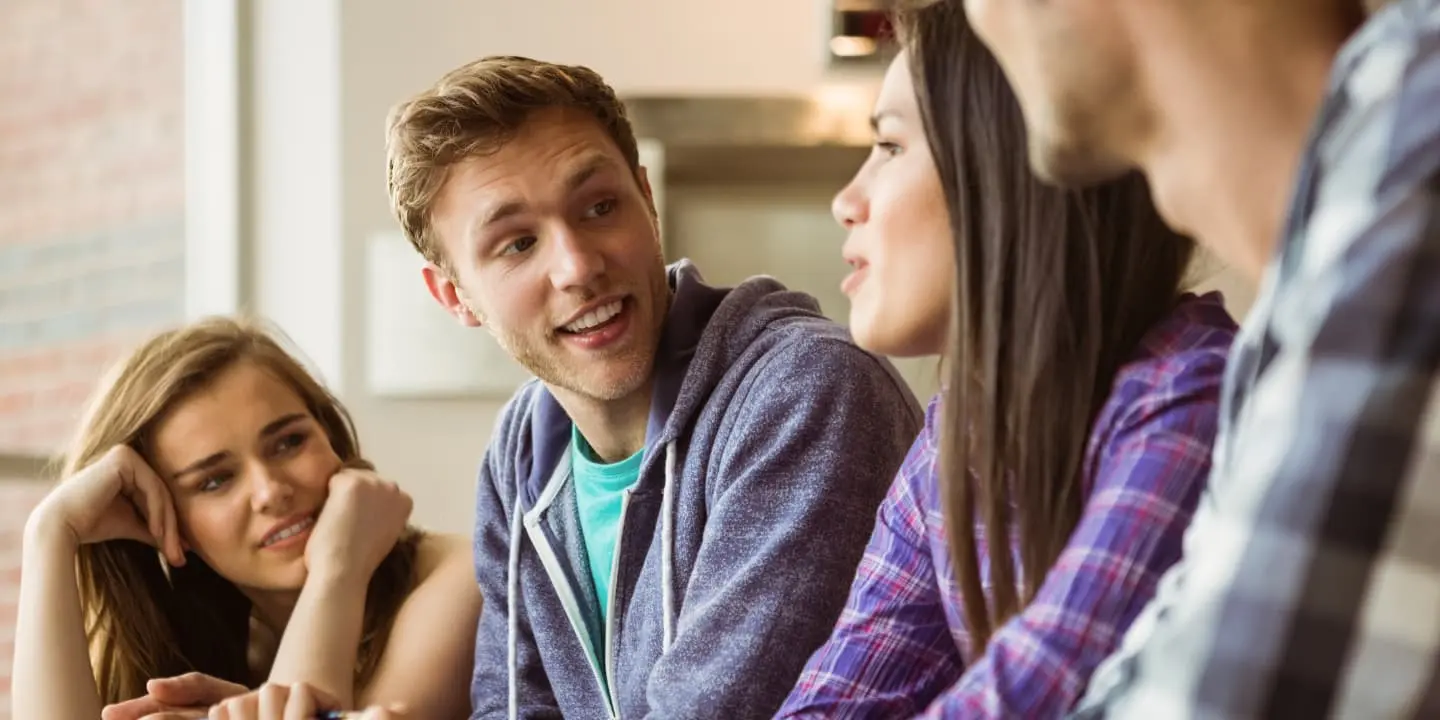 group of students talking